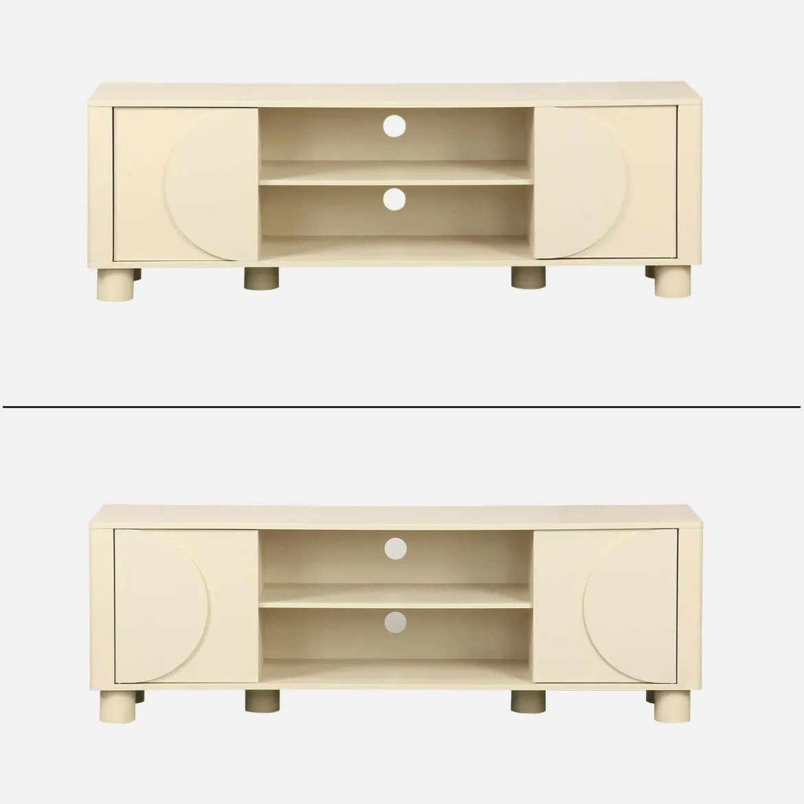 Mobile TV esotico effetto legno di mango 2 ante reversibili, 155cm