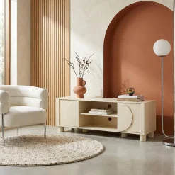 Mobile TV esotico effetto legno di mango 2 ante reversibili, 155cm