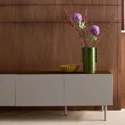 Mobile TV in metallo e decorazione in legno 4 ante, 180cm