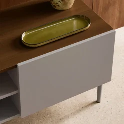 Mobile TV in metallo e decorazione in legno 2 ante, 140cm