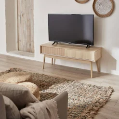 Mobile TV scandinavo a 2 ante effetto legno, 115cm