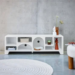 Mobilie TV organico effetto legno bianco, 160cm