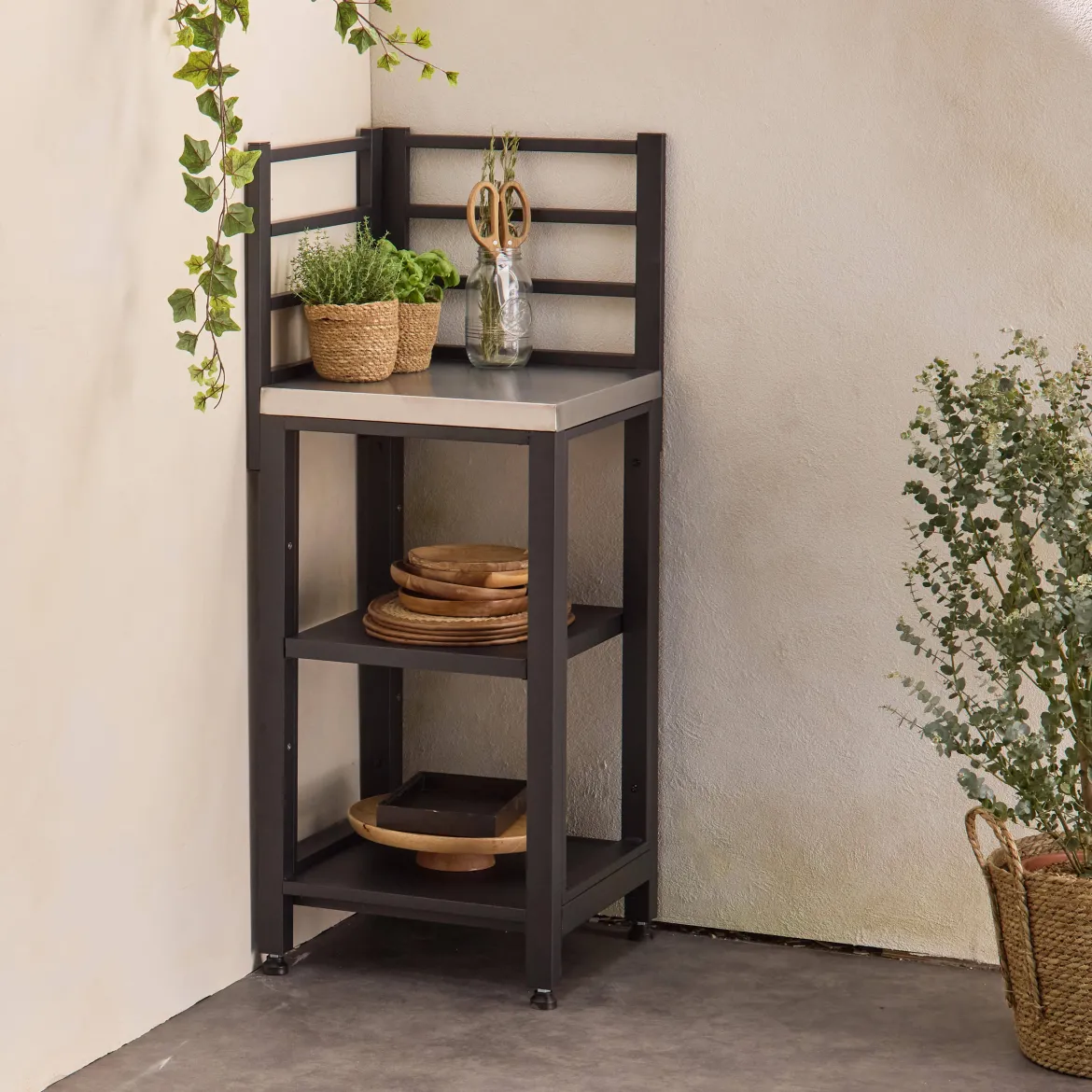 Modulo cucina da esterno in acciaio 2 ripiani, 48.5cm