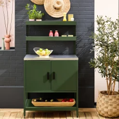 Modulo cucina da esterno in acciaio con 2 ripiani sospesi e 2 ante, 80cm