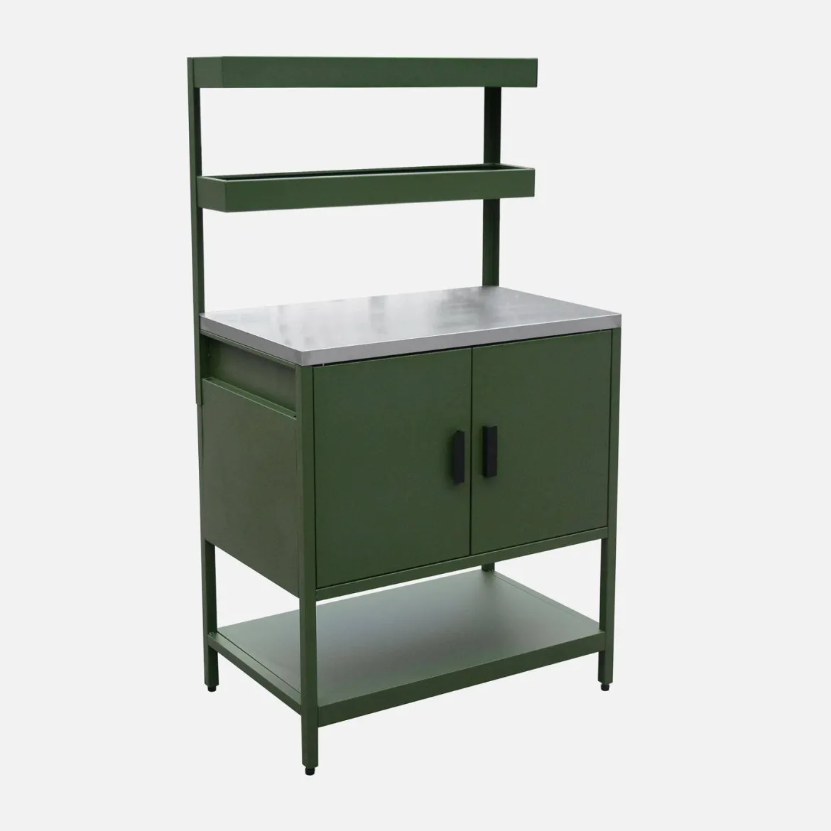 Modulo cucina da esterno in acciaio con 2 ripiani sospesi e 2 ante, 80cm