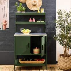 Modulo cucina da esterno in acciaio con 2 ripiani sospesi e 2 ante, 80cm