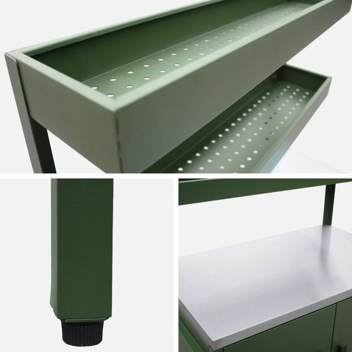 Modulo cucina da esterno in acciaio con 2 ripiani sospesi e 2 ante, 80cm