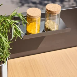 Modulo cucina da esterno in acciaio e decorazione in legno 1 ripiano, 60cm