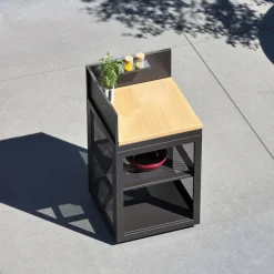 Modulo cucina da esterno in acciaio e decorazione in legno 1 ripiano, 60cm