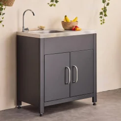 Modulo cucina da esterno in acciaio con lavello, 80cm