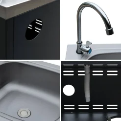 Modulo cucina da esterno in acciaio con lavello, 80cm