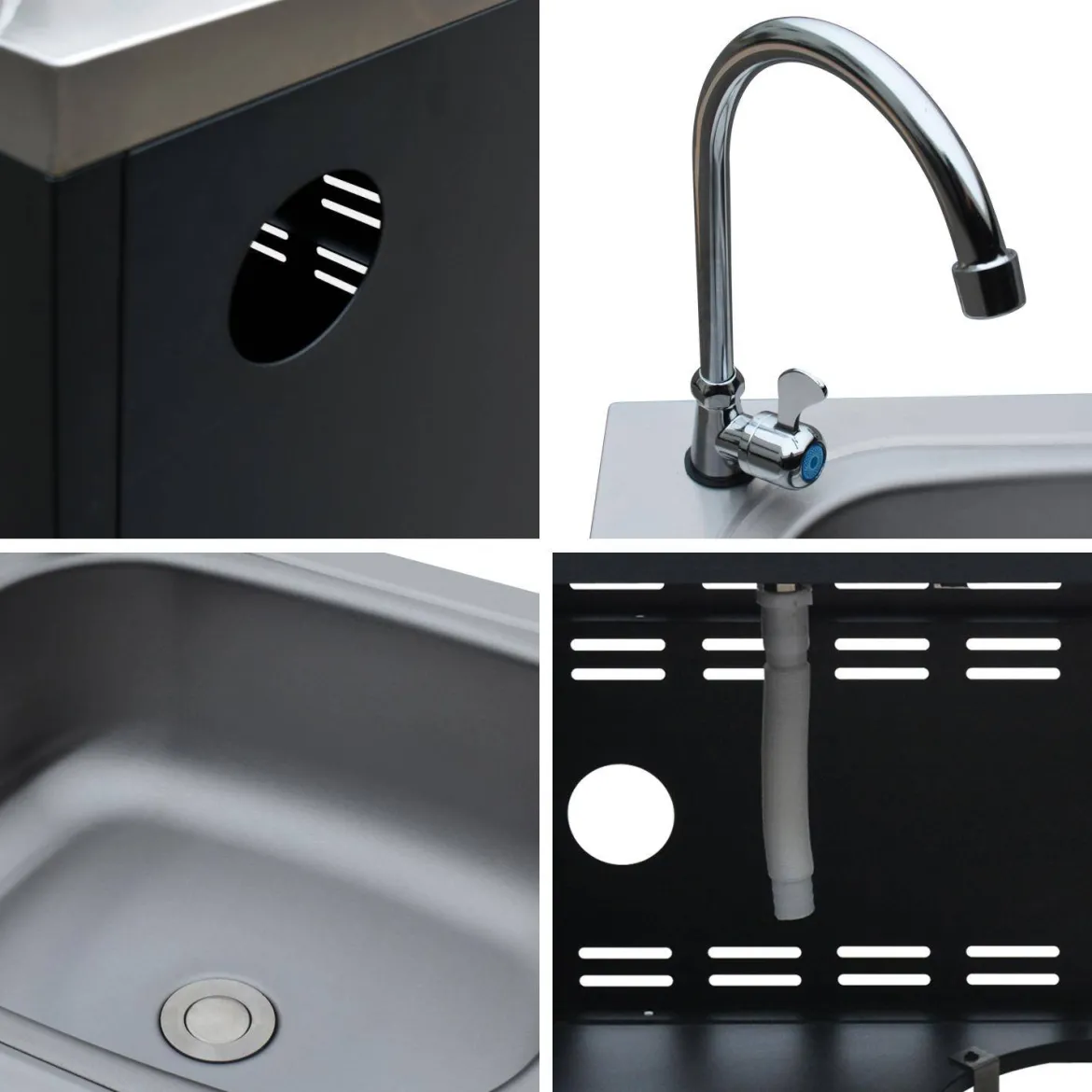 Modulo cucina da esterno in acciaio con lavello, 80cm