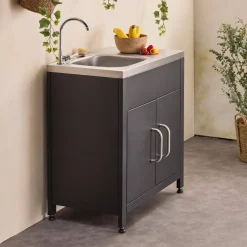 Modulo cucina da esterno in acciaio con lavello, 80cm