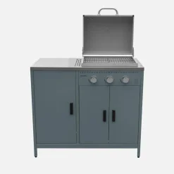 Modulo cucina da esterno con barbecue a gas a 3 bruciatori, 2 moduli