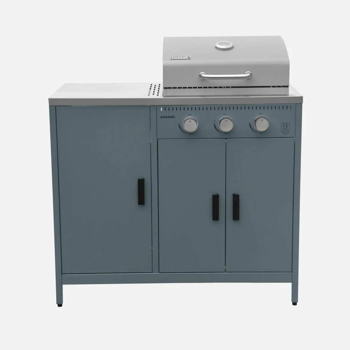 Modulo cucina da esterno con barbecue a gas a 3 bruciatori, 2 moduli