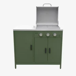 Modulo cucina da esterno in metallo con barbecue a gas a 3 bruciatori
