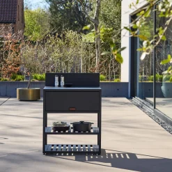 Modulo cucina da esterno in acciaio con 1 anta e 2 ripiani, 80cm
