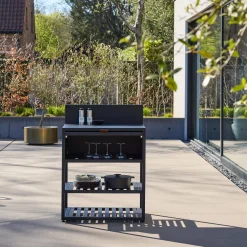 Modulo cucina da esterno in acciaio con 1 anta e 2 ripiani, 80cm
