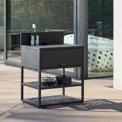 Modulo cucina da esterno in acciaio con 1 anta e 2 ripiani, 80cm