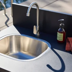 Modulo cucina da esterno in acciaio con lavello e 2 ante, 80cm