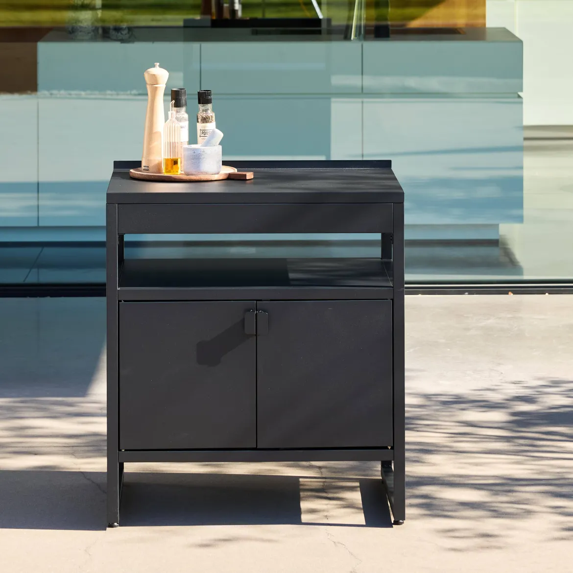 Modulo cucina da esterno in acciaio con 2 ante, 80cm