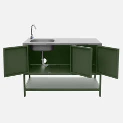 Modulo cucina da esterno con barbecue a carbonella e lavandino, 2 moduli