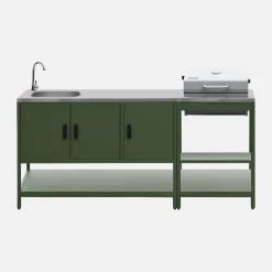 Modulo cucina da esterno con barbecue a carbonella e lavandino, 2 moduli