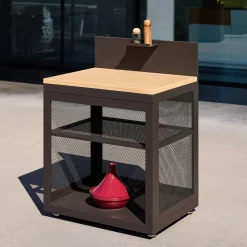 Modulo cucina da esterno acciaio e decorazione legno 1 ripiano, 80cm