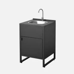 Modulo cucina da esterno in acciaio con lavello e 1 ante, 60cm