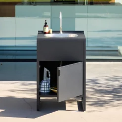 Modulo cucina da esterno in acciaio con lavello e 1 ante, 60cm