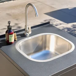 Modulo cucina da esterno in acciaio con lavello e 1 ante, 60cm
