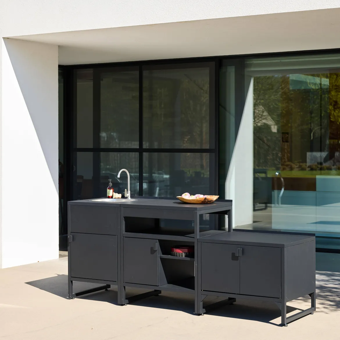 Modulo cucina da esterno in acciaio, 3 moduli
