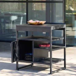 Modulo cucina da esterno in acciaio con 1 anta e 3 ripiani, 80cm