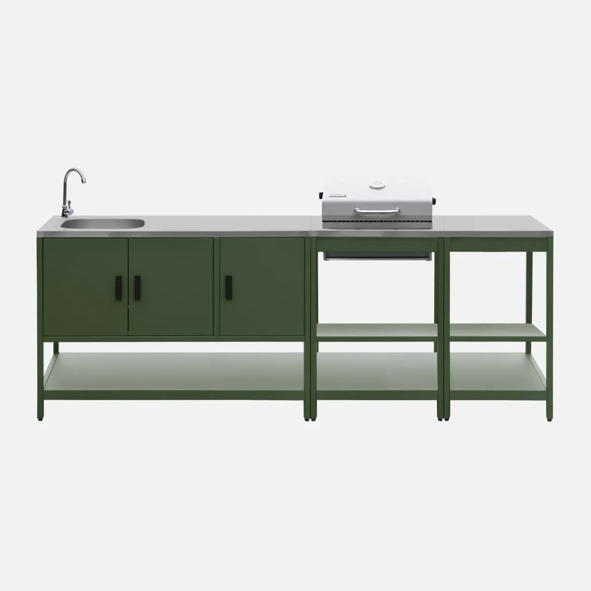 Modulo cucina da esterno con barbecue a carbonella, 3 moduli