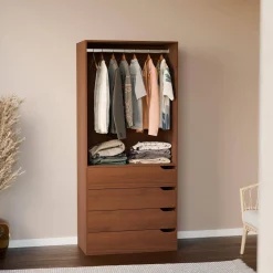 Modulo guardaroba decorazione legno 4 cassetti 1 appendiabiti