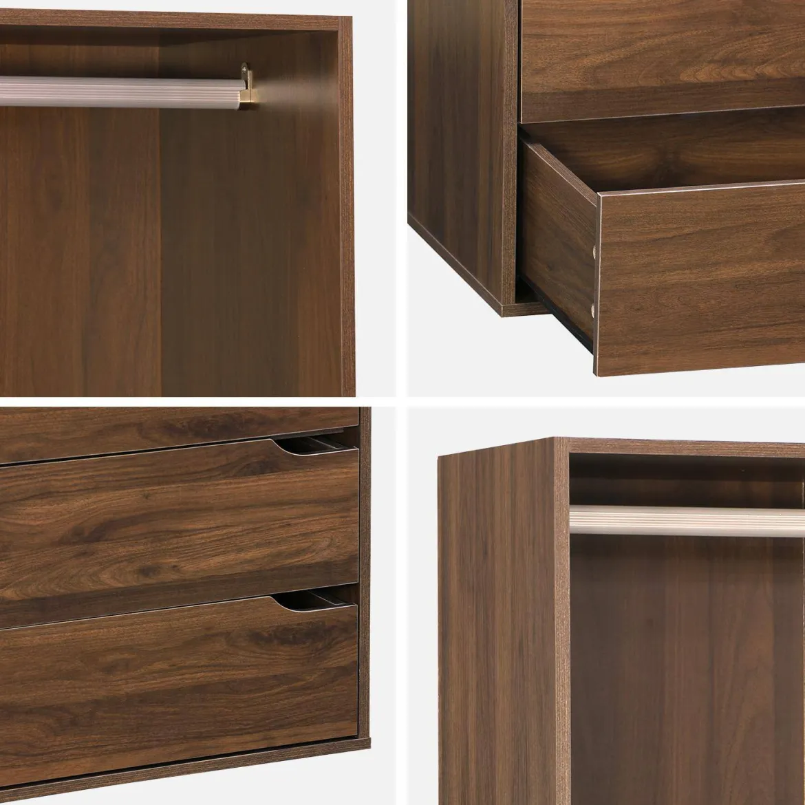 Modulo guardaroba decorazione legno 4 cassetti 1 appendiabiti