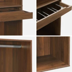 Modulo guardaroba effetto legno con appendiabiti e portapantaloni
