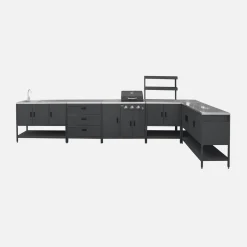 Modulo cucina da esterno con barbecue a gas a 3 bruciatori, 5 moduli