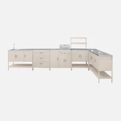 Modulo cucina da esterno con barbecue a gas a 3 bruciatori, 5 moduli