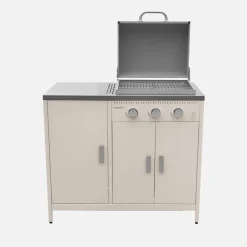 Modulo cucina da esterno con barbecue a gas a 3 bruciatori, 2 moduli