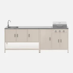 Modulo cucina da esterno con barbecue a gas a 3 bruciatori, 2 moduli