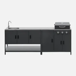 Modulo cucina da esterno con barbecue a gas a 3 bruciatori, 2 moduli