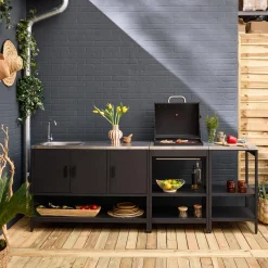 Modulo cucina da esterno con barbecue a carbonella, 3 moduli