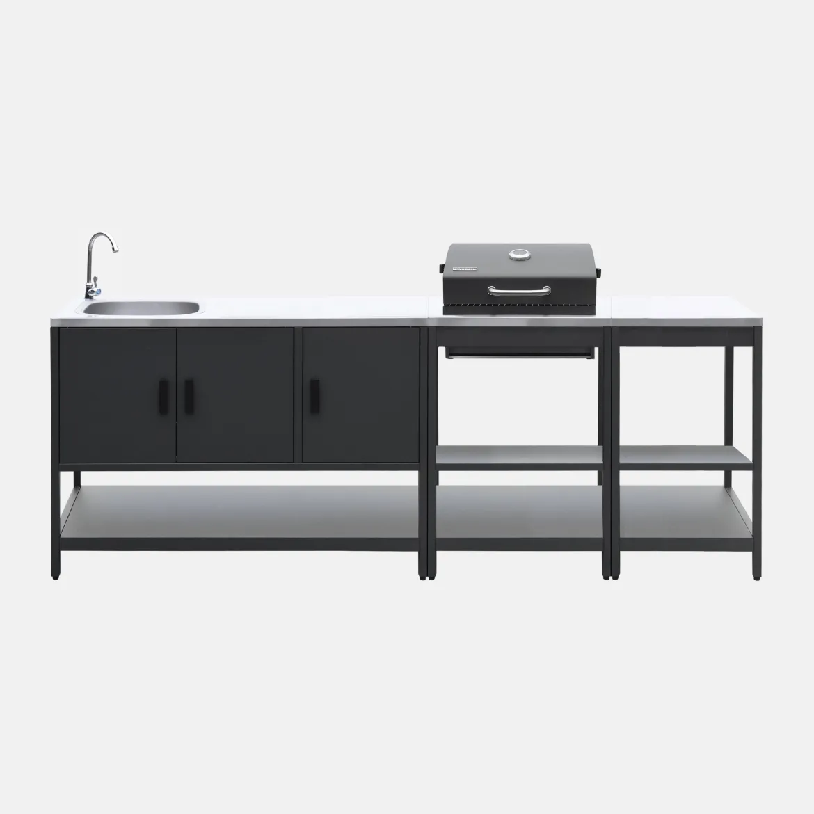 Modulo cucina da esterno con barbecue a carbonella, 3 moduli
