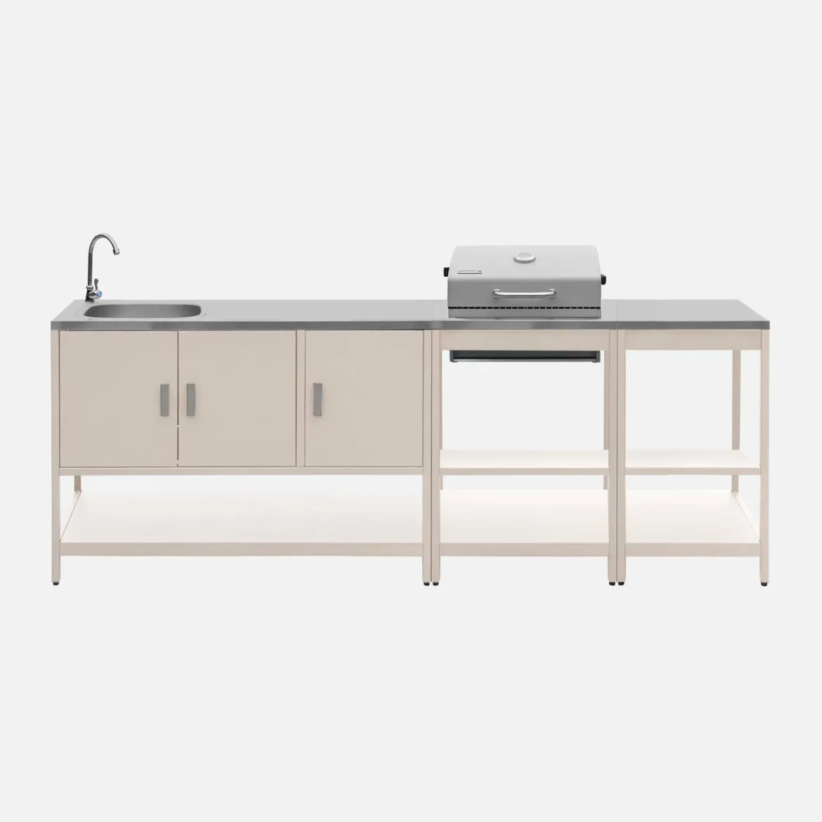 Modulo cucina da esterno con barbecue a carbonella, 3 moduli