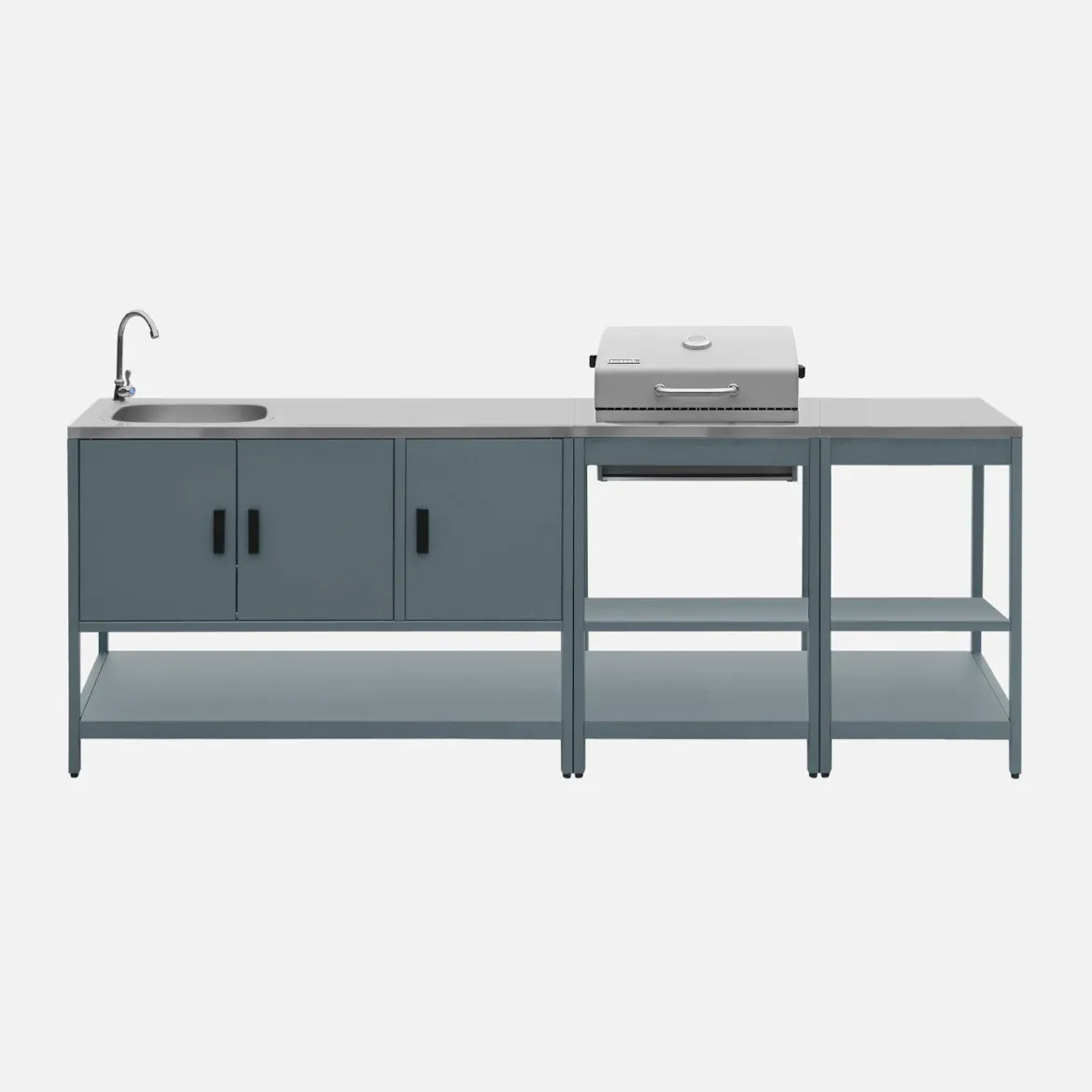 Modulo cucina da esterno con barbecue a carbonella, 3 moduli