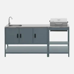 Modulo cucina da esterno con barbecue a carbonella e lavandino, 2 moduli