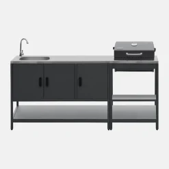 Modulo cucina da esterno con barbecue a carbonella e lavandino, 2 moduli