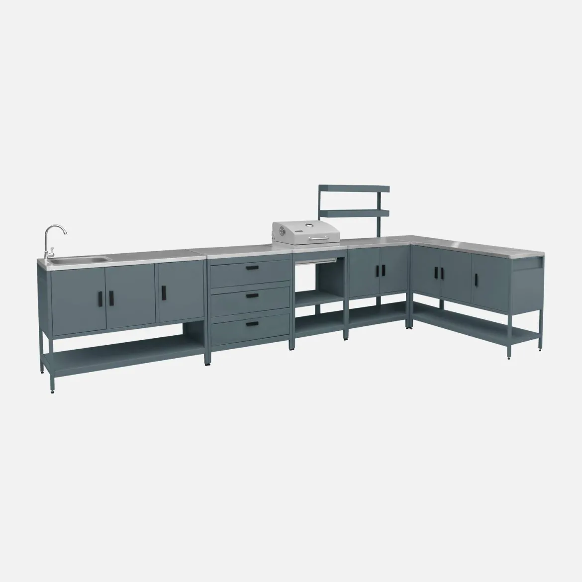 Modulo cucina da esterno con barbecue a carbonella, 6 moduli