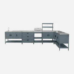 Modulo cucina da esterno con barbecue a carbonella, 6 moduli